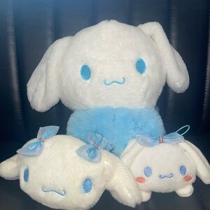 Cute White and Blue Plush Toy Set